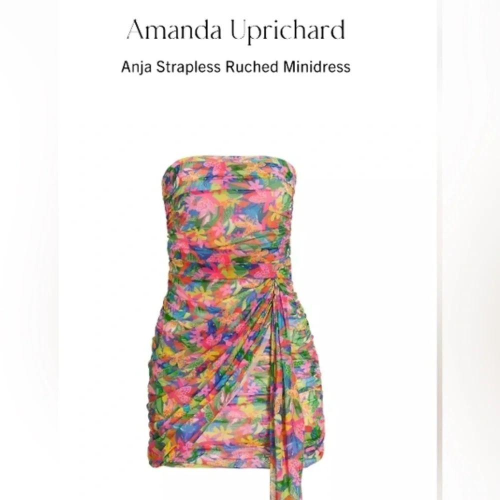 Amanda Uprichard Anja Strapless Ruched Mini Dress Paradiso Large NWT - Picture 3 of 14